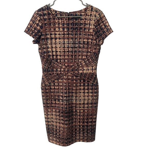 NORDSTROM ELLEN TRACY TWEED PRINT PONTE SHEATH DRESS SIZE 8 - Picture 3 of 10